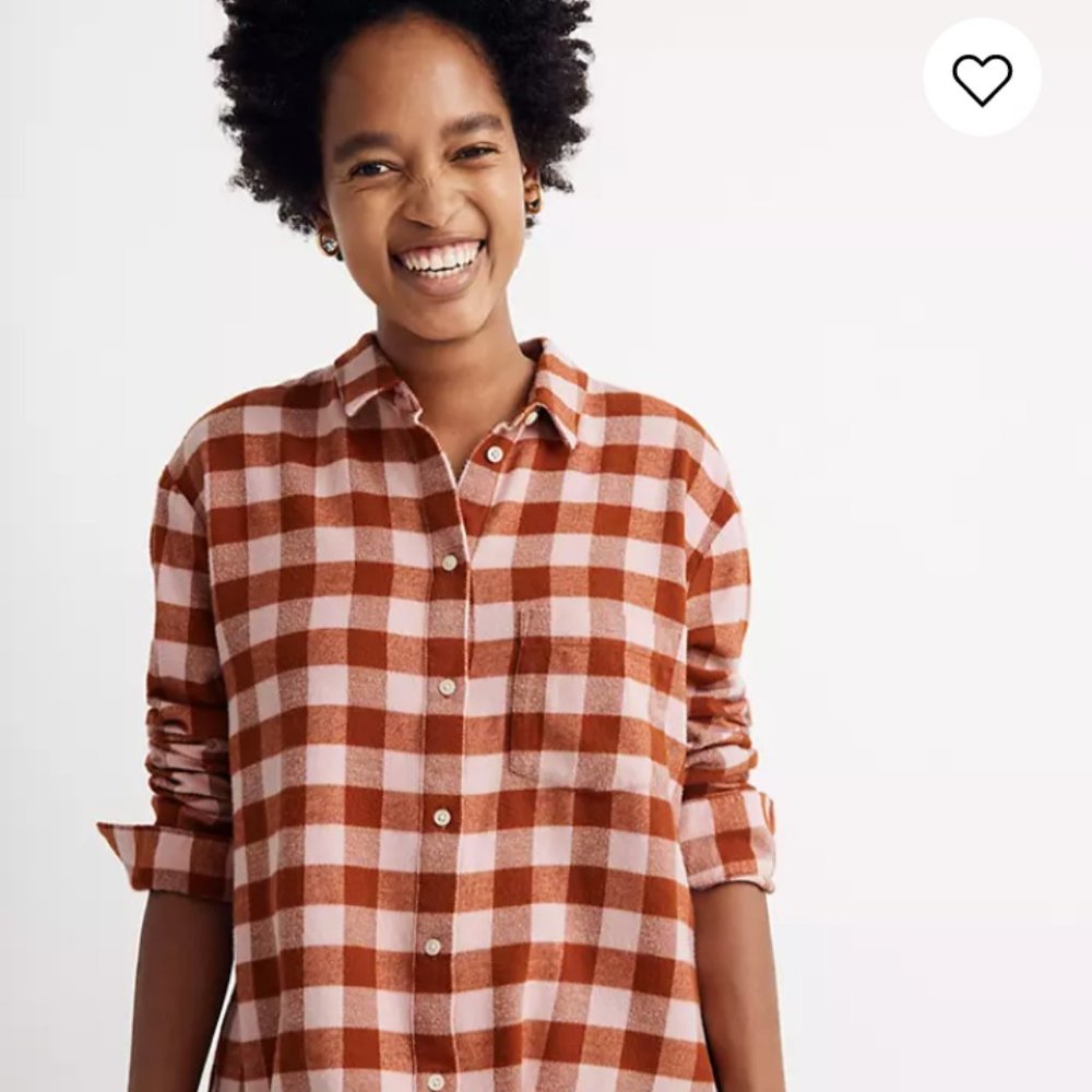 Madewell Flannel Oversized Ex-Boyfriend Shirt in Buffalo Check